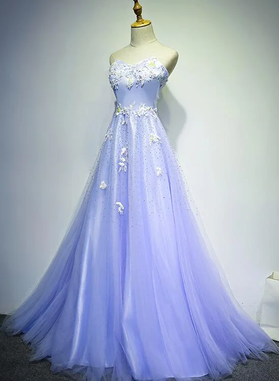 Light Blue Elegant Princess Prom Dress, Tulle Junior Prom Dress, Party Dress Tunics Wedding white