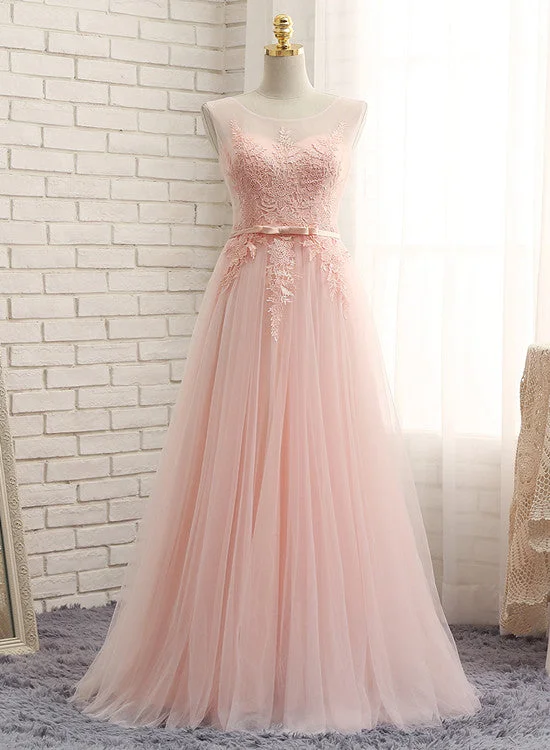 Light Pink Bridesmaid Dresses, Long Formal Gowns, Cute Party Dresses sweetheart Neckline Romantic