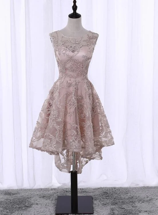 Lovely Pearl Pink High Low Homecoming Dress , Cute Party Dresses Tunics Running lightweight