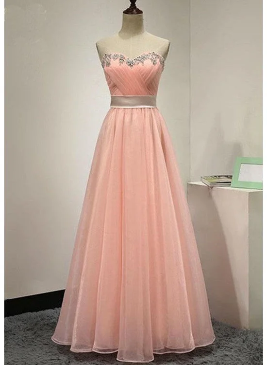 Lovely Simple Organza Pink Floor Length Sweetheart Party Dress, Organza Formal Dress, Prom Tunics Modern contemporary