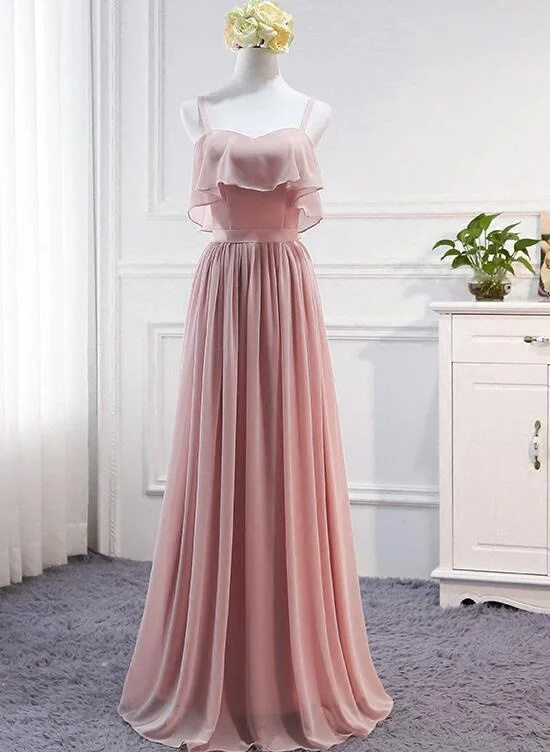 Pink Simple Chiffon A-line Bridesmaid Dress , Party Dress, Pink Party Dresses Tunics Sophisticated sleek