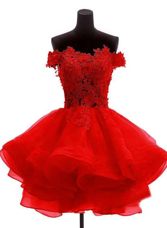 Red Homecoming Dress , Short Classical Party Dress, Organza Party Dresses Tunics Designer luxury