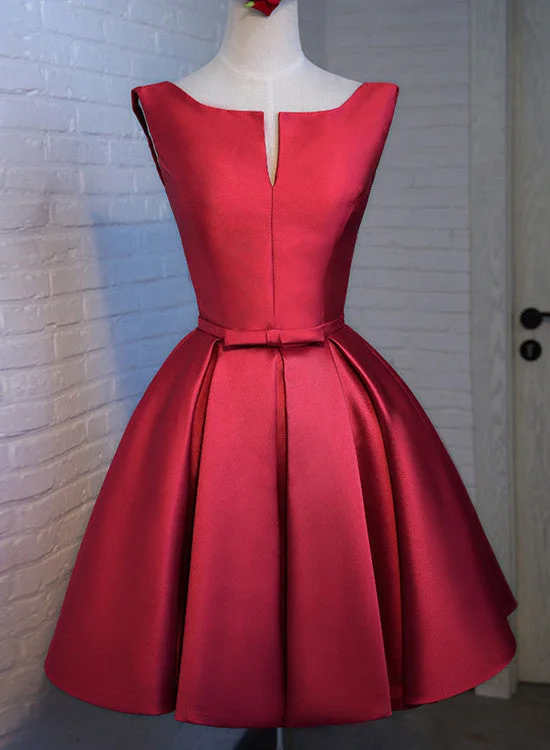 Red Satin Short Homecoming Dress, Beautiful Red Party Dress, Handmade Formal Dress Tunics Favorite customer