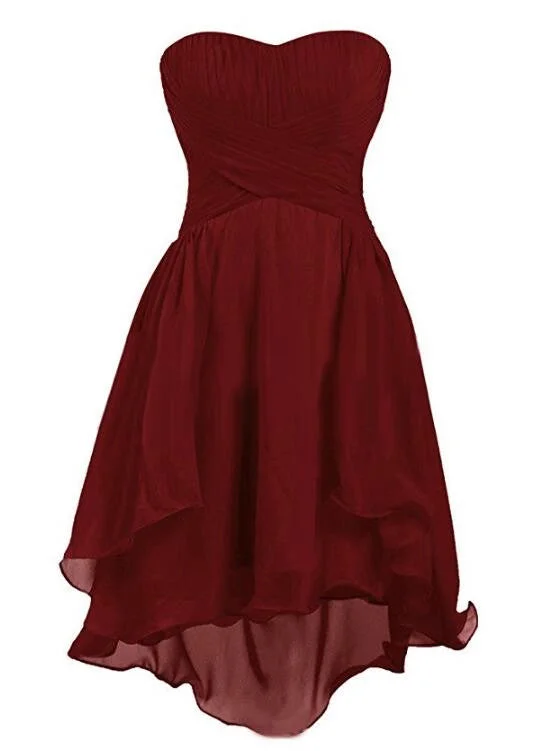 Wine Red Chiffon Sweetheart Simple Short Wedding Party Dress, Pretty Chiffon Knee Length Formal Dress Tunics Yoga stretchy