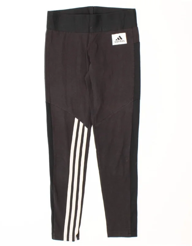 ADIDAS Womens Aeroready Leggings UK 4/6 XS  Black Colourblock Cozy Cotton Leggings