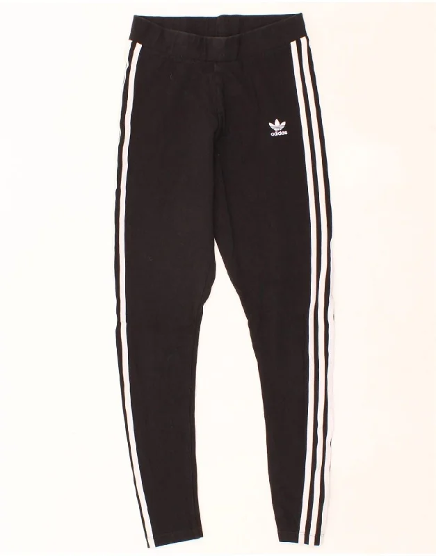 ADIDAS Womens Leggings UK 10 Small Black Cotton Chic Smooth Fit Leggings