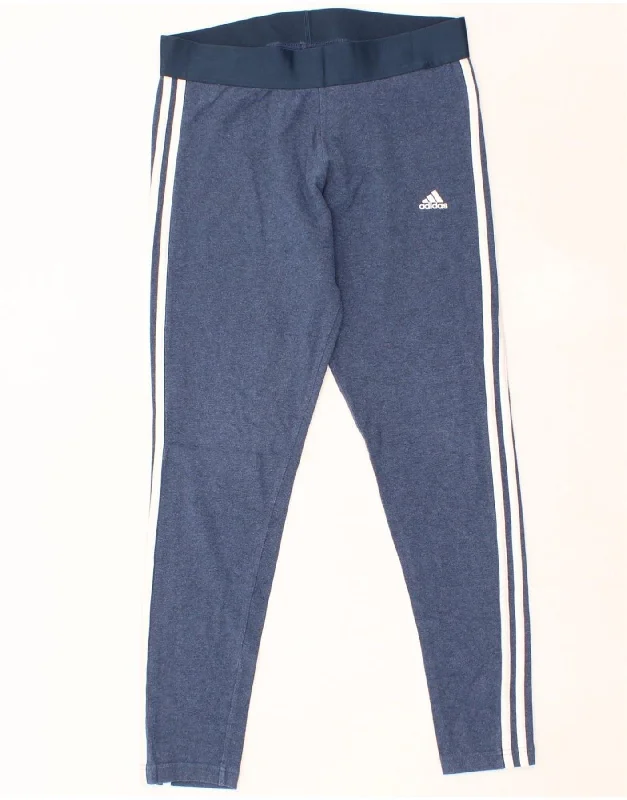 ADIDAS Womens Leggings UK 16/18 Large  Blue Stylish Sweat-Proof Leggings