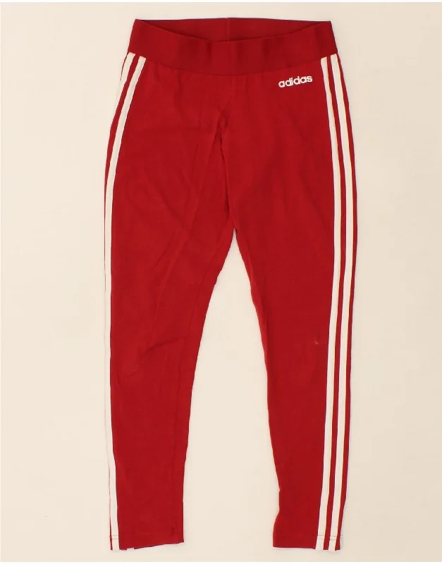 ADIDAS Womens Leggings UK 8/10 Small  Red Cotton Comfortable Cold Weather Leggings