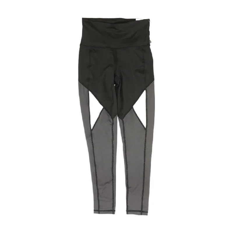 Gray Color Block Leggings Comfortable Wide-Band Leggings