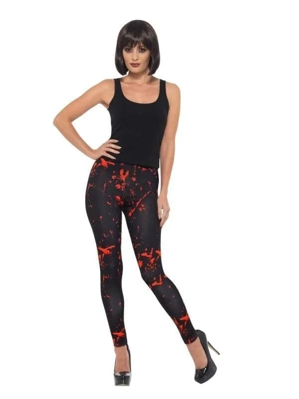 Horror Leggings Adult Black Fashionable Ribbed Knit Leggings