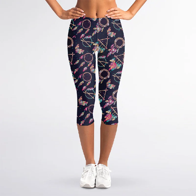 Native American Dream Catcher Print Women's Capri Leggings Stylish Athletic Wear Leggings