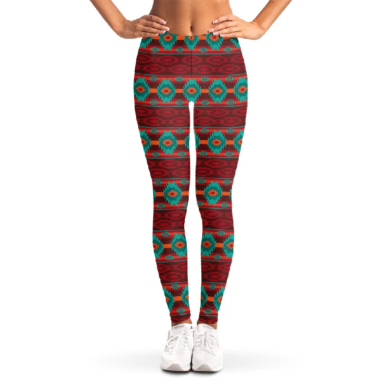 Native Southwestern Pattern Print Women's Leggings Fashionable Fitted Workout Leggings