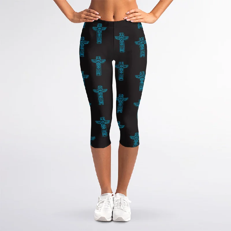 Native Totem Pattern Print Women's Capri Leggings Fashionable Seamless Leggings