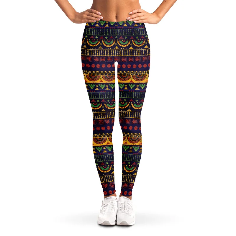 Native Tribal Indian Pattern Print Women's Leggings Fashionable Embroidered Detail Leggings