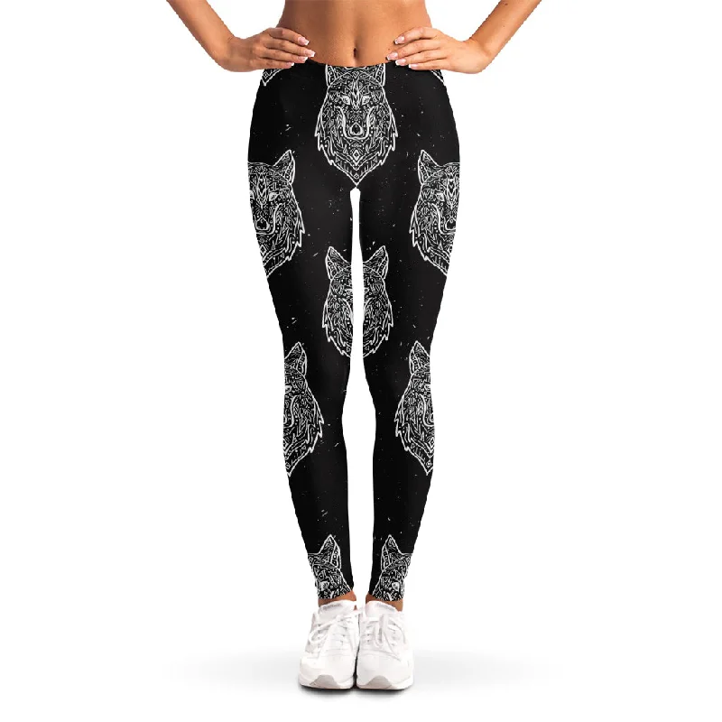 Native Tribal Wolf Pattern Print Women's Leggings Comfortable Slim Fit Leggings