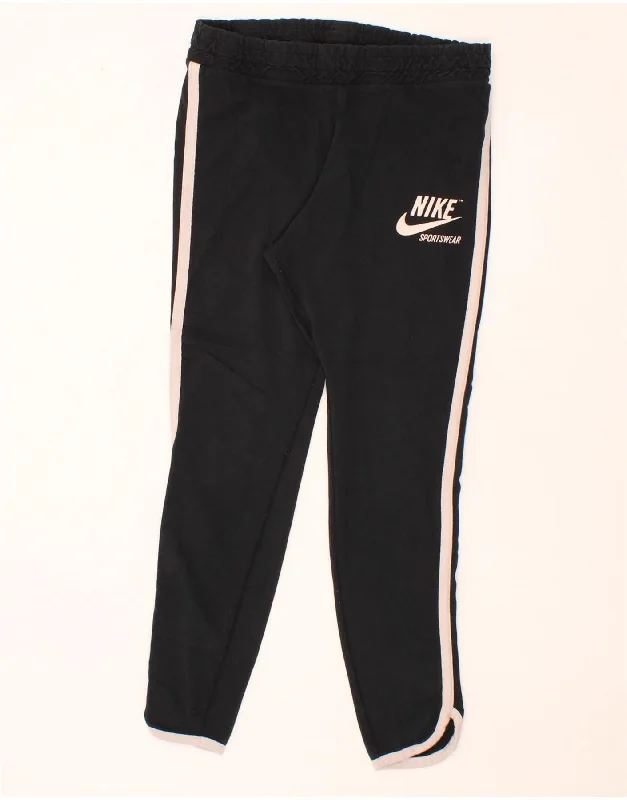 NIKE Womens Graphic Leggings UK 14  Large  Black Cotton Trendy Sporty Compression Leggings