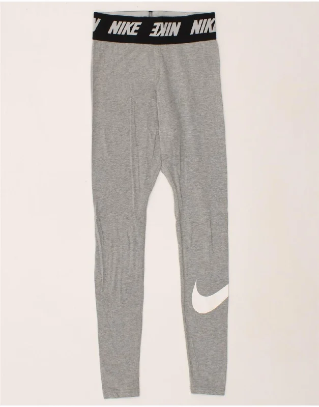 NIKE Womens Graphic Leggings UK 4 XS  Grey Cotton Cozy Oversized Leggings