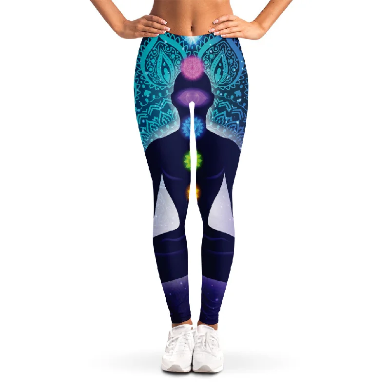 Nine Chakras Aura Print Women's Leggings Trendy Patterned Leggings