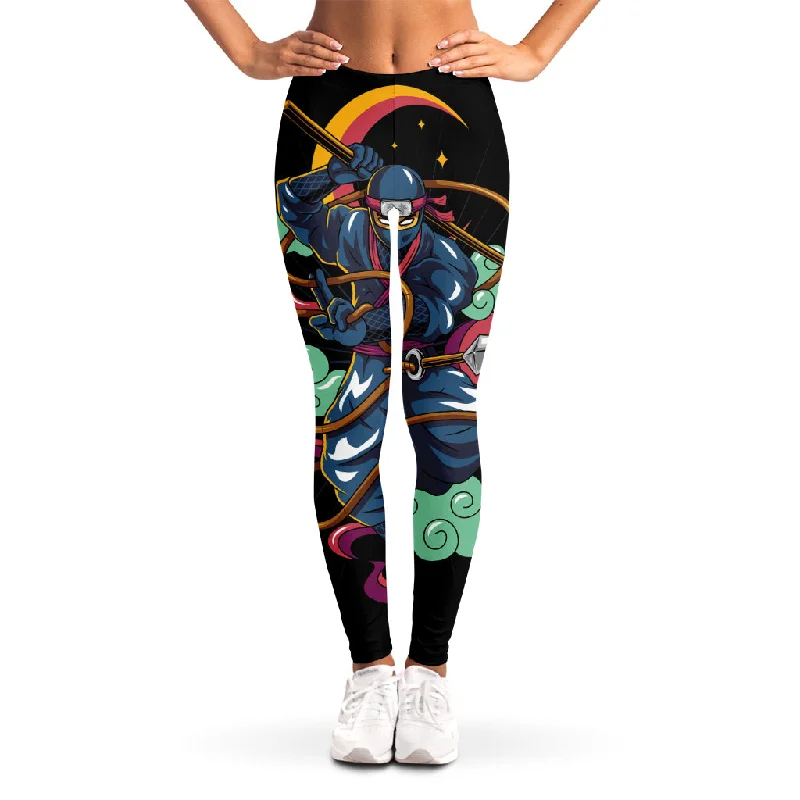 Ninja Warrior Print Women's Leggings Comfortable Fleece-Lined Leggings