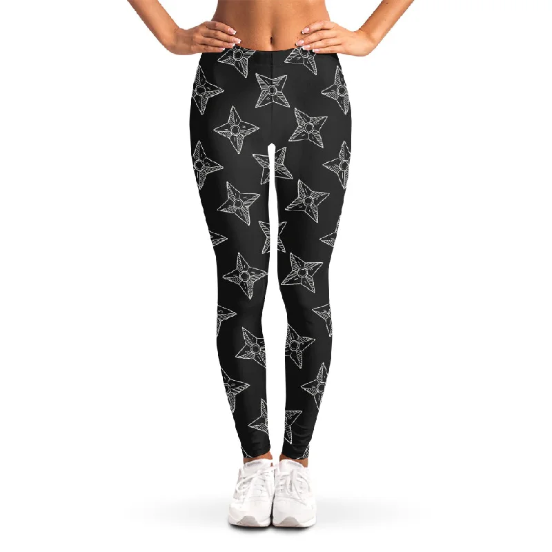 Ninja Weapon Pattern Print Women's Leggings Elegant Black Leggings