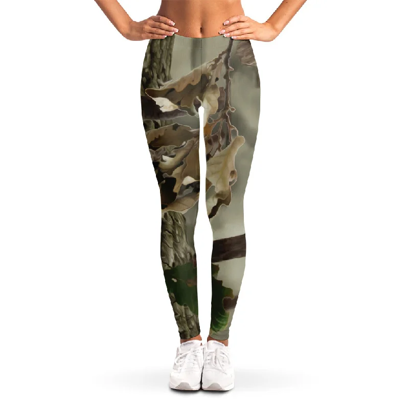 Oak Tree Hunting Camouflage Print Women's Leggings Casual Slim-Fit Leggings