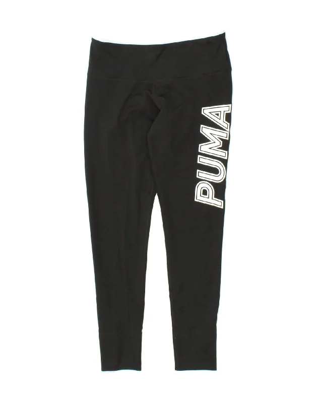 PUMA Womens Graphic Leggings UK 12 Medium  Black Polyester Trendy Full-Length Leggings