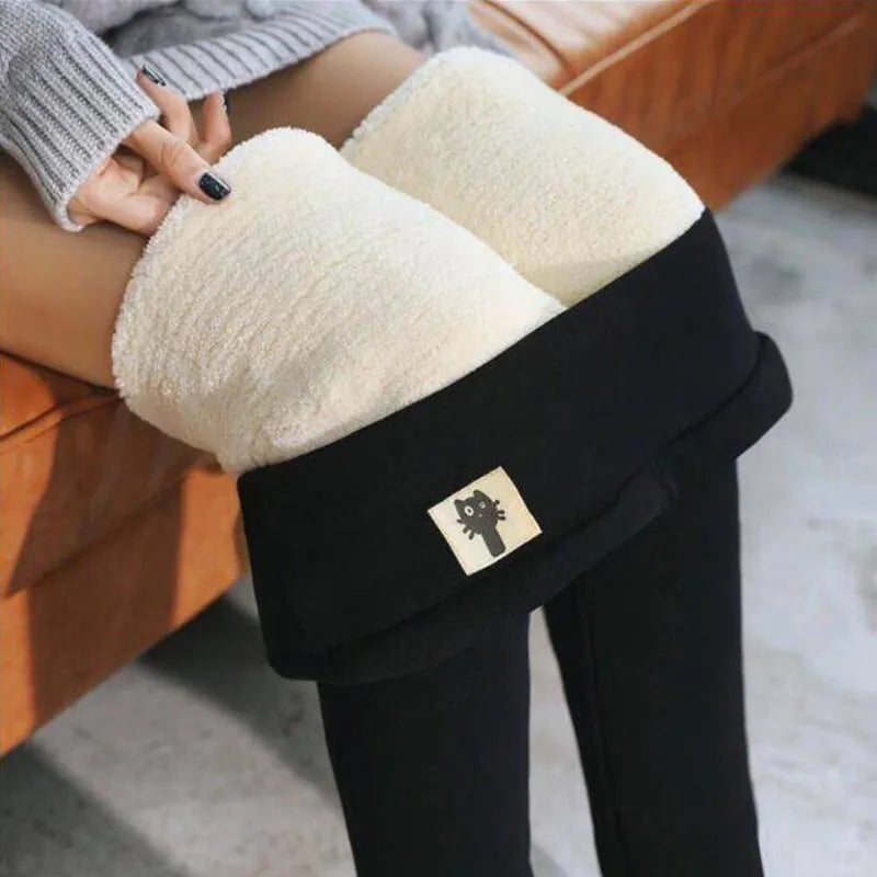 Winter Women Leggings Fleece Lined Velvet Keep Warm Pants High Waist Leggings Cozy Textured Workout Leggings